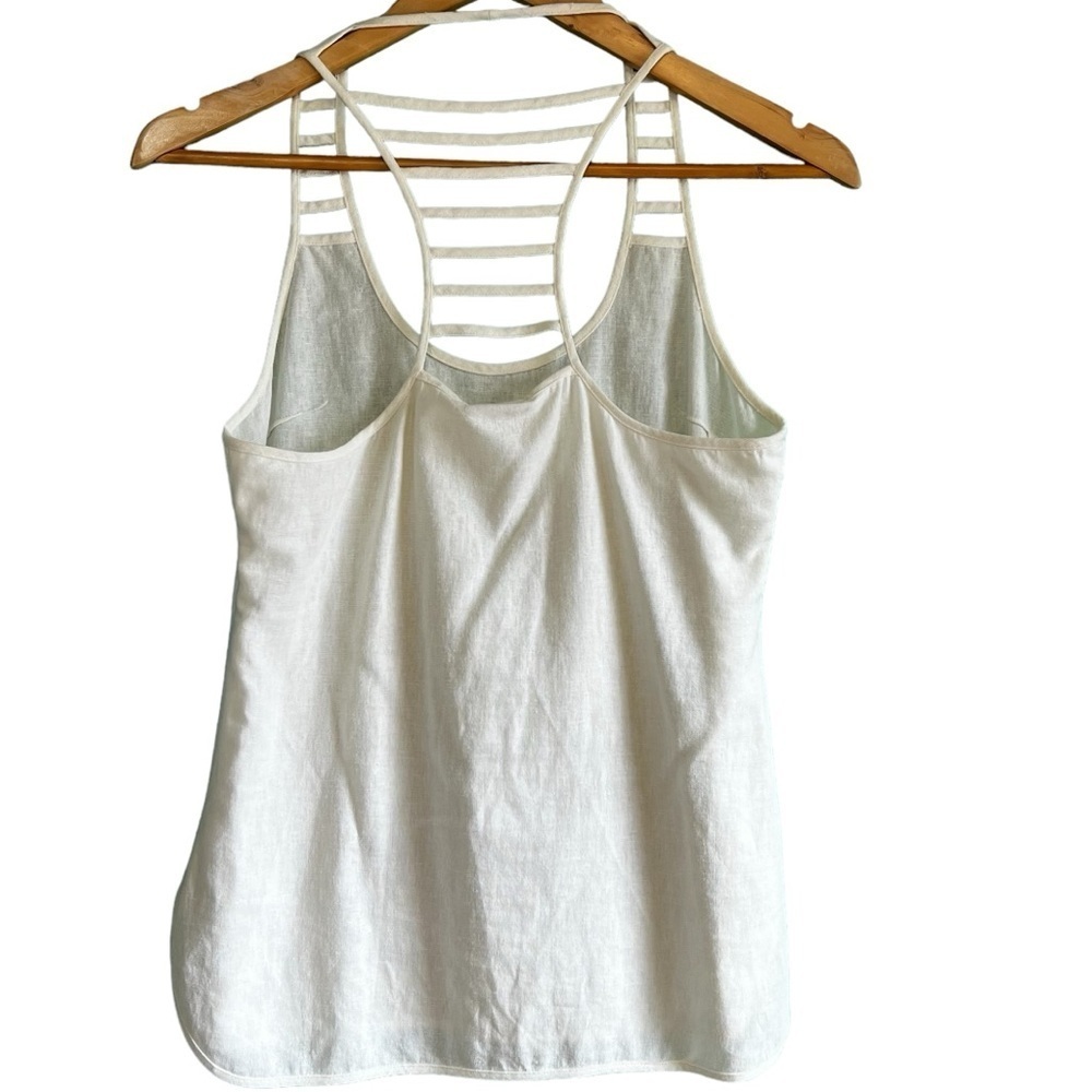 Loeffler Randall linen blend off white tank top size 0 excellent condition - Picture 5 of 8